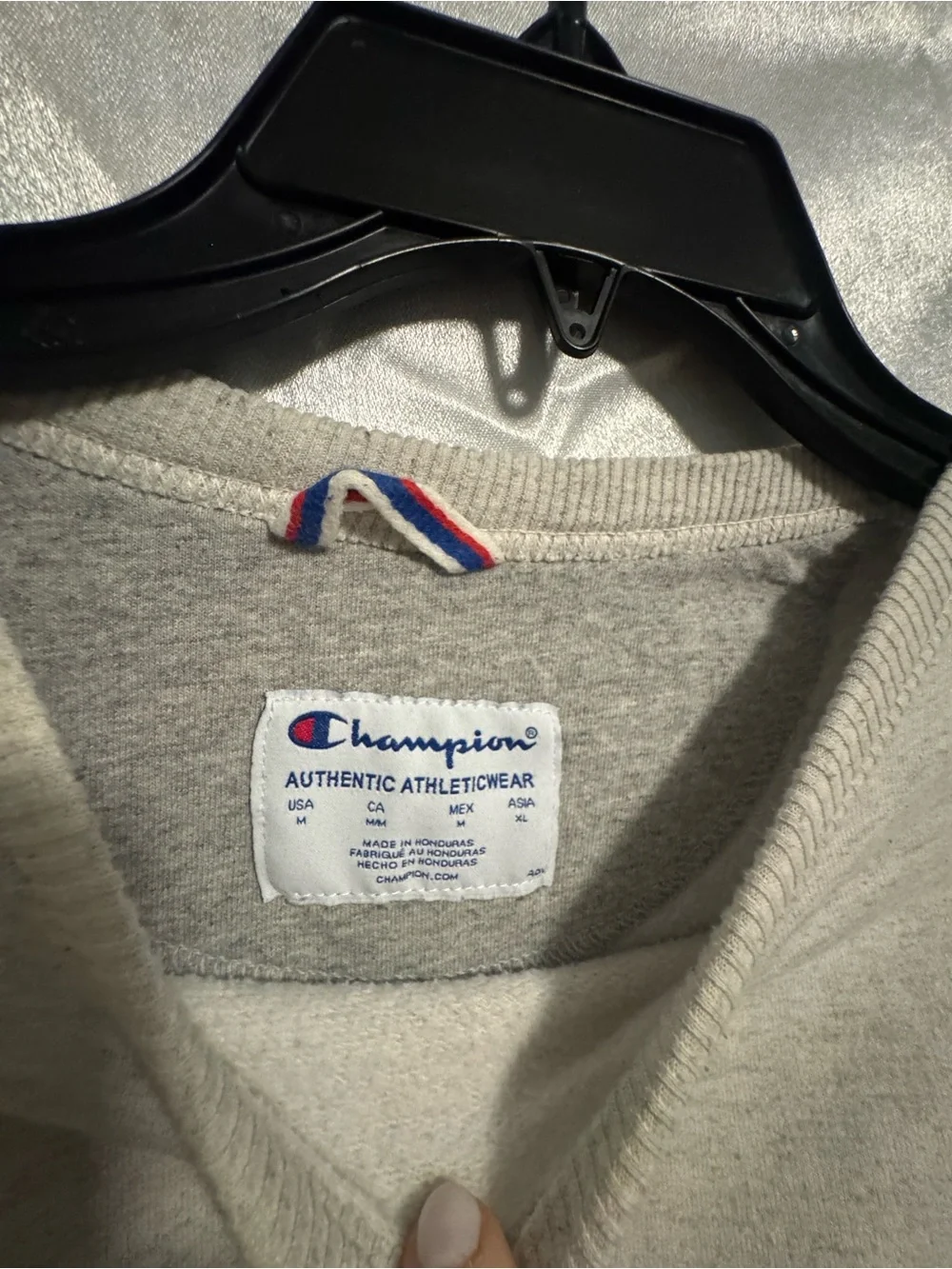 Champion Light Gray Crewneck Sweatshirt with Small Logo